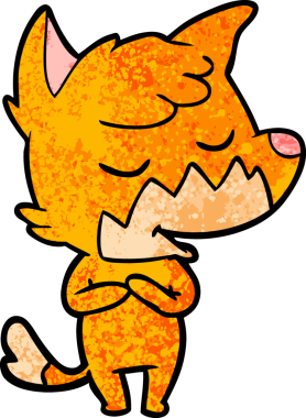 Bir insan tarafından çizilmiş dost canlısı çizgi film tilkisi