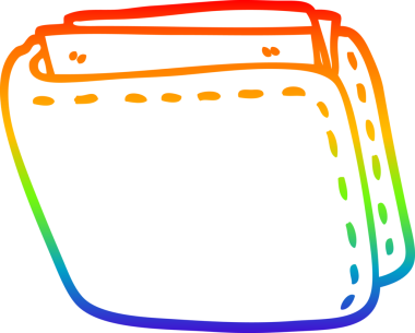 Bir insan tarafından çizilmiş eski bir deri cüzdan çizimi.