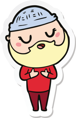 Bir insan tarafından çizilmiş sakallı bir karikatür adamın çıkartması.