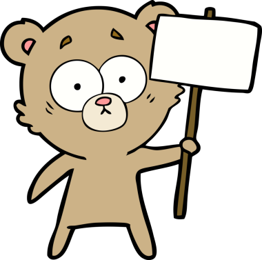 Bir insan tarafından çizilmiş protestolu çizgi film karakteri.