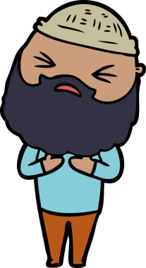 Bir insan tarafından çizilmiş sakallı bir çizgi film adamı.