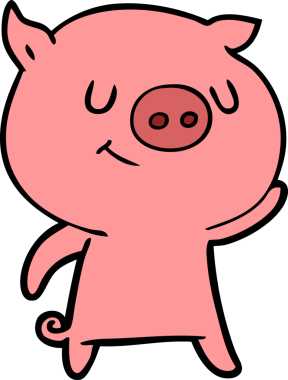 Bir insan tarafından çizilmiş mutlu çizgi film domuzu.