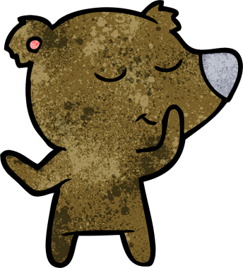 Bir insan tarafından çizilmiş mutlu çizgi film ayısı.