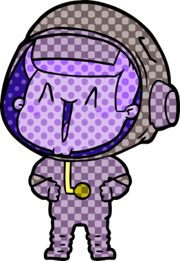 Bir insan tarafından çizilmiş mutlu astronot çizgi filmi.