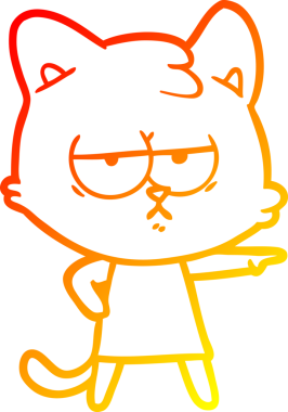 Bir insan tarafından çizilmiş, sıkılmış çizgi film kedisinin sıcak çizgi çizimi