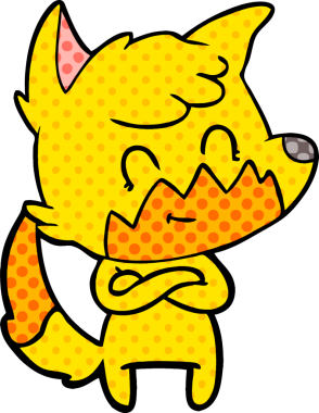 Bir insan tarafından çizilmiş tilki çizgi film karakteri