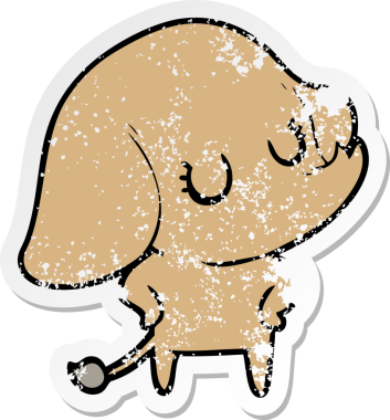 Bir insan tarafından çizilmiş şirin bir filin sıkıntılı çıkartması