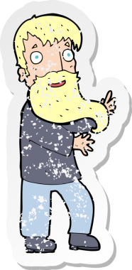 Bir insan tarafından çizilen heyecanlı sakallı adamın gerilmiş çıkartması.