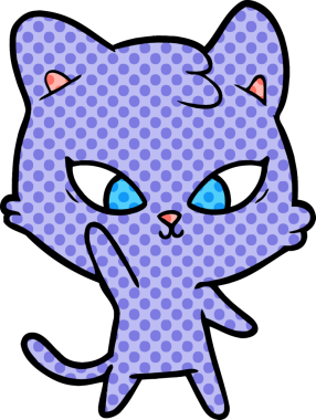 Bir insan tarafından çizilmiş sevimli çizgi film kedisi.