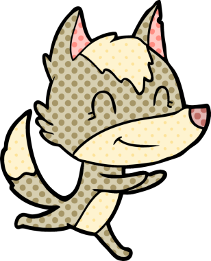 Bir insan tarafından çizilmiş dost canlısı çizgi film kurdu.