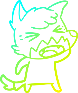 Bir insan tarafından çizilmiş kızgın bir tilkinin soğuk çizgi çizimi.