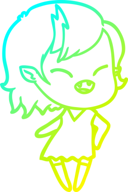 Bir insan tarafından çizilmiş gülen vampir kız çizgi filmi.