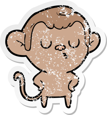 Bir insan tarafından çizilmiş karikatür maymununun sıkıntılı çıkartması