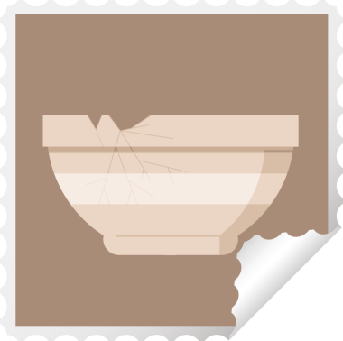 Bir insan tarafından çizilmiş kırık kase kare çıkartma damgası