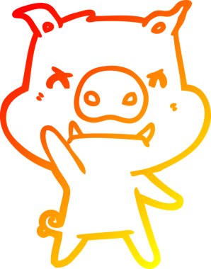 Bir insan tarafından çizilmiş kızgın çizgi film domuzu çizimi.