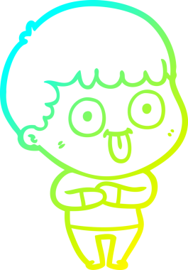 cold gradient line drawing of a cartoon dumb kid drawn by a human