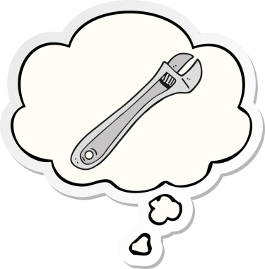 Düşünce baloncuklu çizgi film anahtarı insan tarafından çizilmiş bir çıkartma gibi.