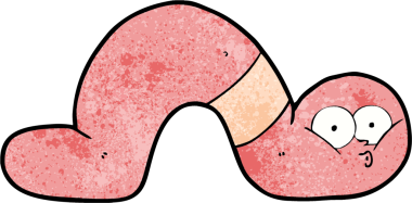 Bir insan tarafından çizilmiş bir solucan.