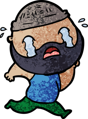 Çizgi film sakallı adam bir insan tarafından çizilmiş ağlıyor.