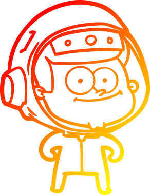 Bir insan tarafından çizilmiş mutlu bir astronot çizgi filminin sıcak gradyan çizimi