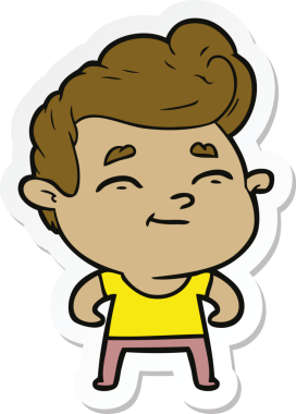 Bir insan tarafından çizilmiş mutlu bir çizgi film karakterinin çıkartması.