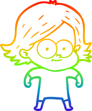 gökkuşağı gradyan çizimi mutlu bir çizgi film kızı bir insan tarafından çizildi