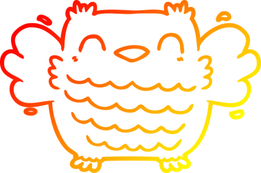 Bir insan tarafından çizilmiş bir baykuşun sıcak çizgi çizimi