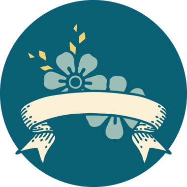 bir insan tarafından çizilmiş çiçek pankartıyla dövme biçimi simgesi