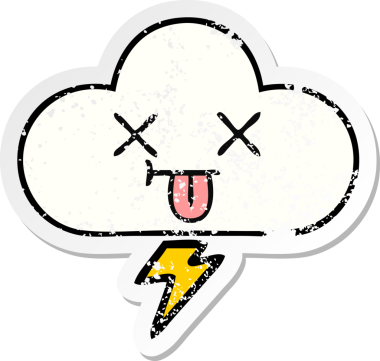 Bir insan tarafından çizilmiş tatlı bir gökgürültüsü bulutunun sıkıntılı çıkartması.