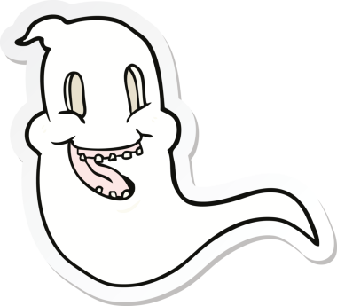 Bir insan tarafından çizilmiş ürkütücü bir hayaletin çıkartması.