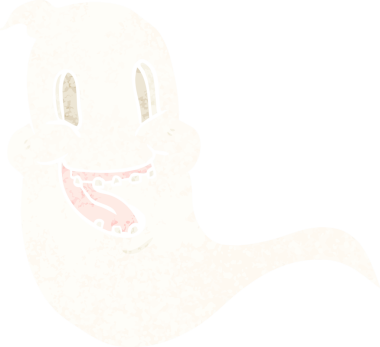 Düz renkli karikatür bir insan tarafından çizilmiş ürkütücü hayalet