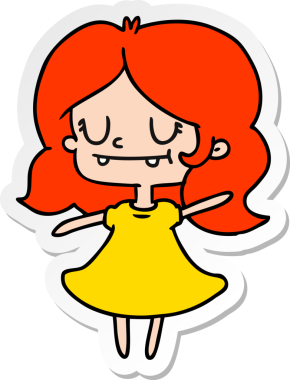 Bir insan tarafından çizilmiş kawai kızının serbest sticker karikatürü.