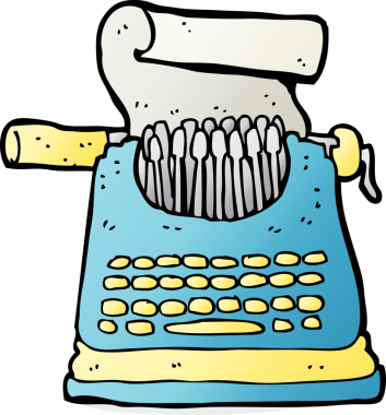 bir insan tarafından çizilmiş bir daktilo.