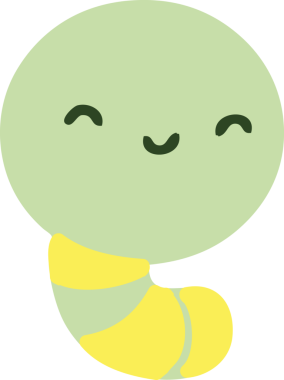 Bir insan tarafından çizilmiş şirin küçük solucan.