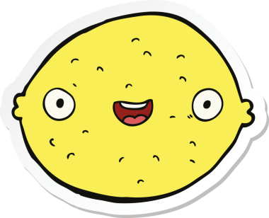 Bir insan tarafından çizilmiş karikatür limonu çıkartması.