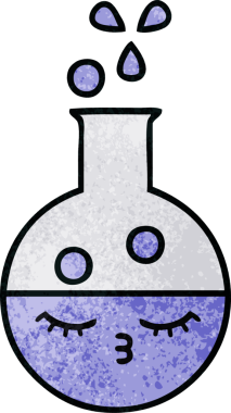 Bir insan tarafından çizilmiş bir test tüpünün retro grunge desen karikatürü