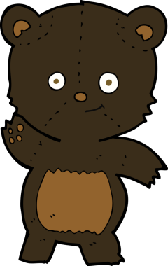 Bir insan tarafından çizilmiş siyah ayı sallayan çizgi film.