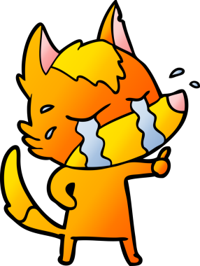 Bir insan tarafından çizilmiş üzgün küçük tilki çizgi film karakteri.