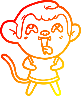 İnsan tarafından çizilmiş çılgın bir çizgi maymunun sıcak çizgi çizimi