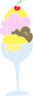 Bir insan tarafından çizilmiş dondurmanın düz renk çizimi