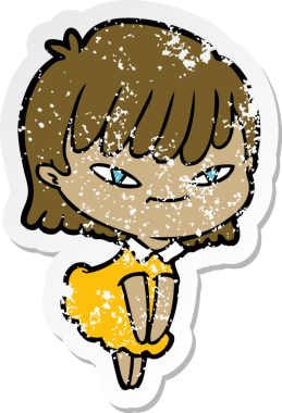 Bir insan tarafından çizilmiş karikatür bir kadının sıkıntılı çıkartması.