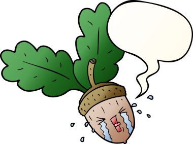 çizgi film ağlayan meşe palamudu konuşma baloncuğu bir insan tarafından çizilmiş düzgün eğimli stil