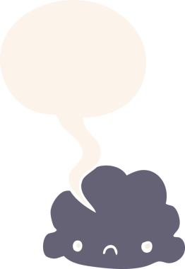 bir insan tarafından çizilmiş retro tarzı konuşma baloncuklu çizgi film bulutu