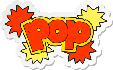 Bir insan tarafından çizilmiş çizgi film pop patlama sembolünün çıkartması.