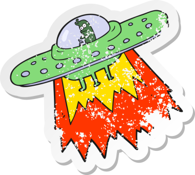 Bir insan tarafından çizilmiş bir UFO 'nun gerilimli yapıştırması.