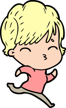 Bir insan tarafından çizilmiş bir çizgi film kadını.