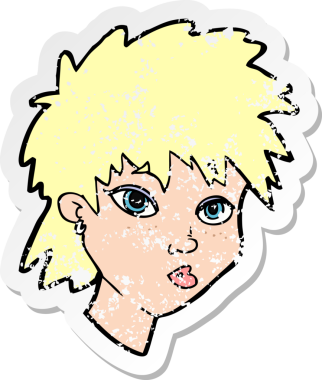 Bir insan tarafından çizilmiş garip bir kızın gerilimli çıkartması.