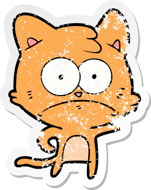 Bir insan tarafından çizilmiş gergin bir kedinin sıkıntılı çıkartması.