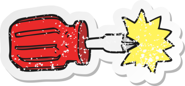 Bir insan tarafından çizilmiş bir karikatür tornavidasının gerilimli yapıştırması.