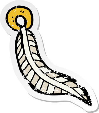 Bir insan tarafından çizilmiş karikatür tüyünün gerilmiş yapıştırması.